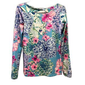 Lilly Pulitzer Tristan Special Delivery Floral Top Long Sleeve Sz XS